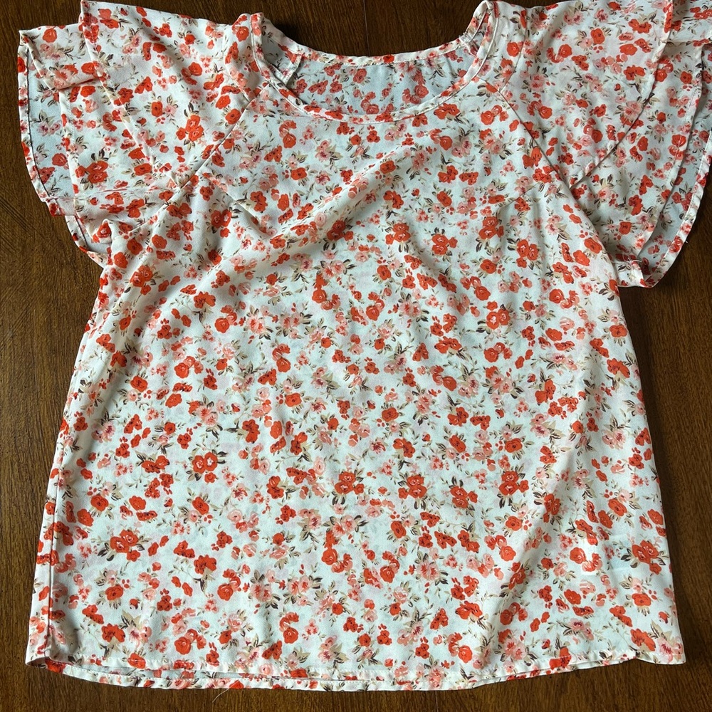 SHEIN Floral Print Blouse with Ruffle Sleeves🌸🌸